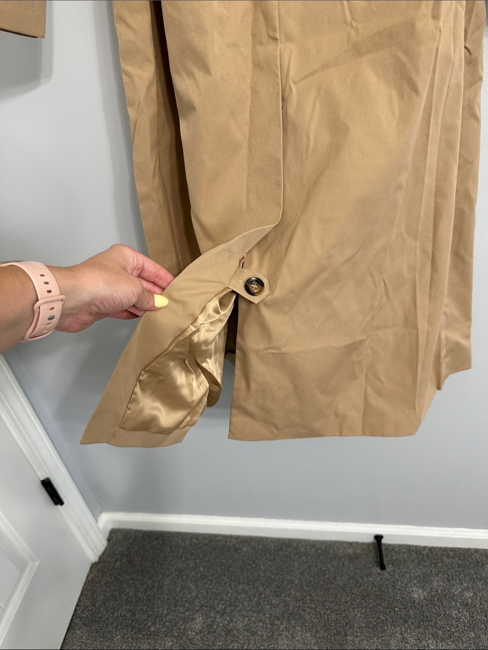 NWOT Cupshe Tan Double-Breasted Trench Coat with Belt - Picture 9 of 12
